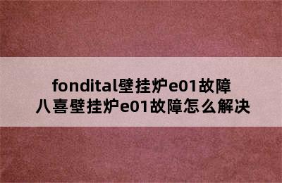 fondital壁挂炉e01故障 八喜壁挂炉e01故障怎么解决